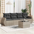 Afuera Living Contemporary 5 Piece Poly Rattan Sofa Set in Gray