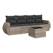 Afuera Living Contemporary 5 Piece Poly Rattan Sofa Set in Gray
