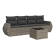 Afuera Living Contemporary 5 Piece Poly Rattan Sofa Set in Gray