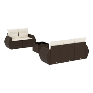 Afuera Living Contemporary 6 Piece Steel Sofa Set in Brown/Cream
