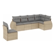 Afuera Living Contemporary 6 Piece Poly Rattan Sofa Set in Gray/Beige