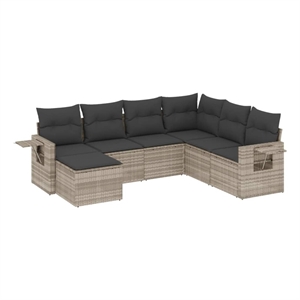 Afuera Living Contemporary Synthetic Poly Rattan 7 Piece  Sofa Set in Gray