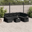Afuera Living Contemporary 8 Piece Poly Rattan Large Sofa Set in Black