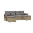 Afuera Living 6 Piece Poly Rattan Sofa Set with Removable Covers in Beige