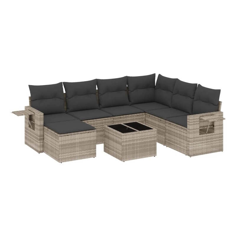 Afuera Living Contemporary 8 Piece Poly Rattan Sofa Set in Gray