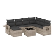 Afuera Living Contemporary 8 Piece Poly Rattan Sofa Set in Gray