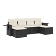 Afuera Living Contemporary 6 Piece Poly Rattan Sofa Set in Black/Cream
