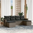 Afuera Living Contemporary 6 Piece Poly Rattan Large Sofa Set in Gray