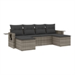 Afuera Living Contemporary 6 Piece Poly Rattan Large Sofa Set in Gray