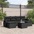 Afuera Living Contemporary Synthetic Poly Rattan 7 Piece  Sofa Set in Black