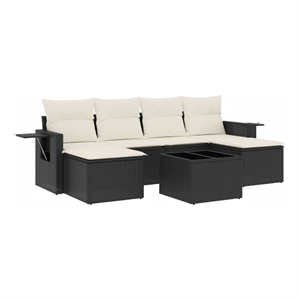 Afuera Living Contemporary Synthetic Poly Rattan 7 Piece  Sofa Set in Black