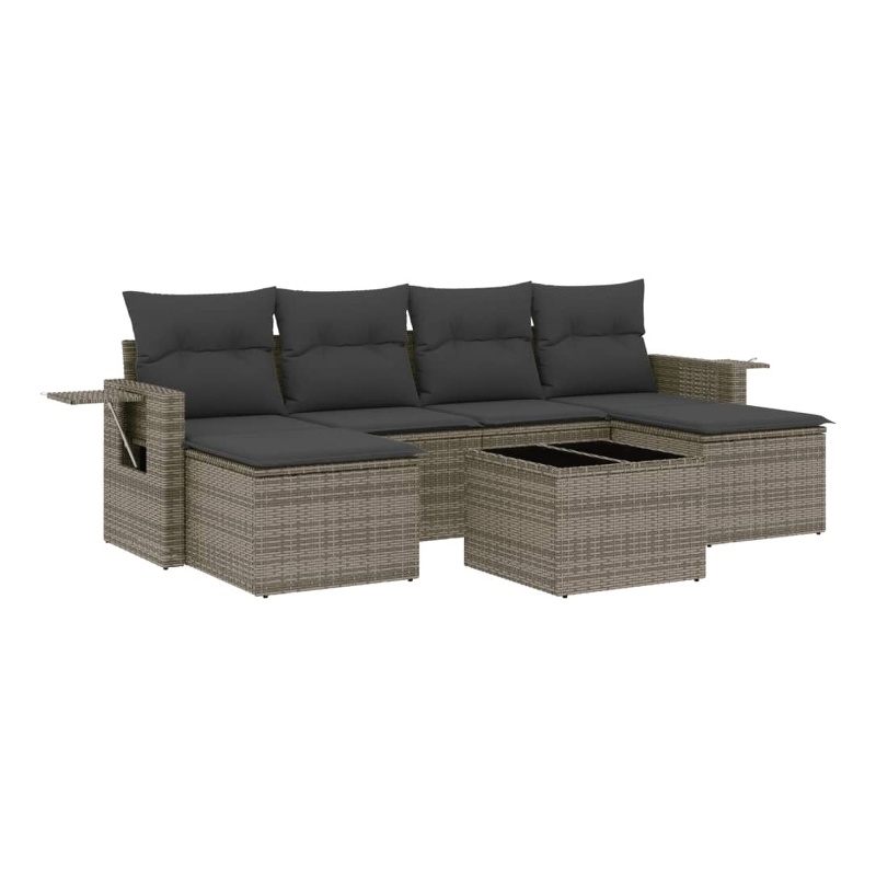 Afuera Living Contemporary 7 Piece Poly Rattan Sofa Set in Gray