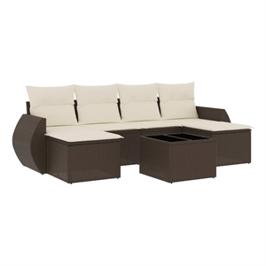 Afuera Living Contemporary 7 Piece Poly Rattan Sofa Set in Brown