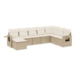 Afuera Living Contemporary Synthetic Poly Rattan 8 Piece  Sofa Set in Beige