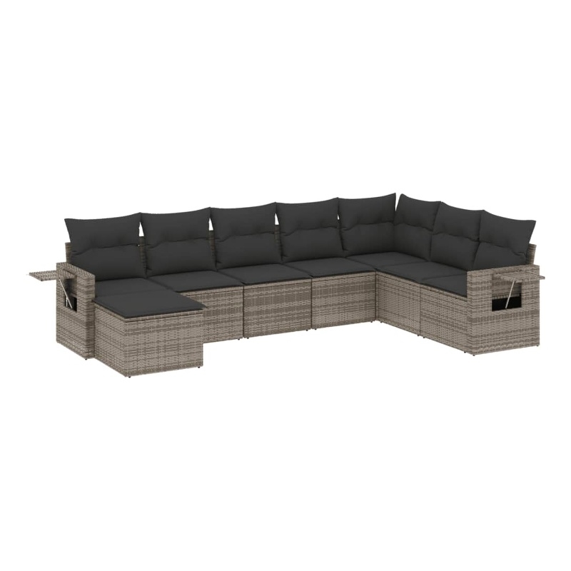 Afuera Living Contemporary 8 Piece Poly Rattan Large Sofa Set in Gray