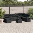 Afuera Living Contemporary 9 Piece Poly Rattan Sofa Set in Black