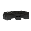 Afuera Living Contemporary 9 Piece Poly Rattan Sofa Set in Black