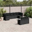 Afuera Living Contemporary Synthetic Poly Rattan 9 Piece Large Sofa Set in Black