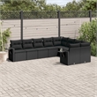 Afuera Living Contemporary 9 Piece Poly Rattan Large Sofa Set in Black