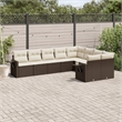 Afuera Living Contemporary Synthetic Poly Rattan 9 Piece Sofa Set in Brown/Cream