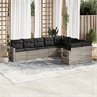 Afuera Living Contemporary Synthetic Poly Rattan 9 Piece  Sofa Set in Gray