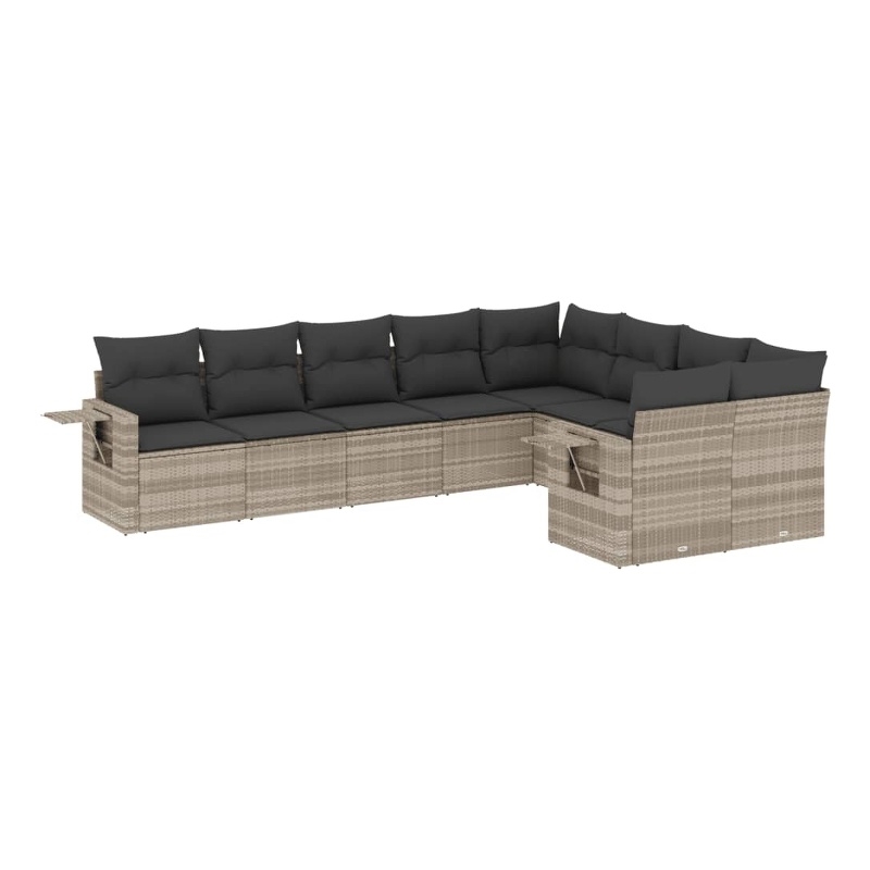 Afuera Living Contemporary Synthetic Poly Rattan 9 Piece  Sofa Set in Gray