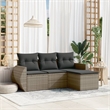 Afuera Living Contemporary Poly Rattan Large Sofa Set in Gray
