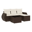 Afuera Living Contemporary 5 Piece Poly Rattan Sofa Set in Brown