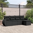 Afuera Living Contemporary 5 Piece Poly Rattan Sofa Set in Black