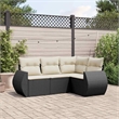Afuera Living Contemporary 4 Piece Poly Rattan Sofa Set in Black/Cream