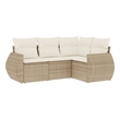 Afuera Living Contemporary 4 Piece Poly Rattan Sofa Set in Beige