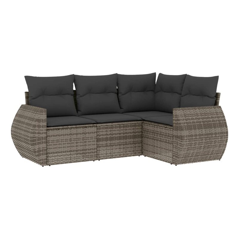 Afuera Living Contemporary 4 Piece Poly Rattan Medium Sofa Set in Gray