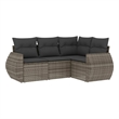 Afuera Living Contemporary 4 Piece Poly Rattan Medium Sofa Set in Gray