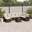 Afuera Living Contemporary Synthetic Poly Rattan 9 Piece Sofa Set in Brown/Cream