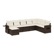 Afuera Living Contemporary Synthetic Poly Rattan 9 Piece Sofa Set in Brown/Cream