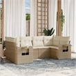 Afuera Living Contemporary 6 Piece Poly Rattan Sofa Set in Beige