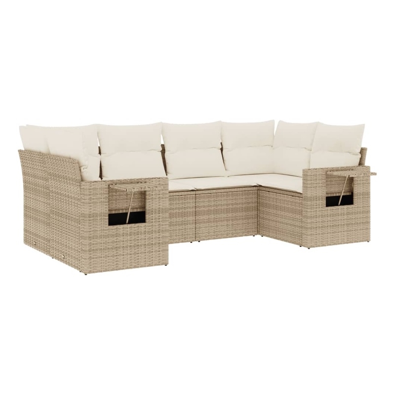 Afuera Living Contemporary 6 Piece Poly Rattan Sofa Set in Beige