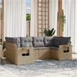 Afuera Living Contemporary 6 Piece Poly Rattan Sofa Set in Gray/Beige