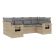 Afuera Living Contemporary 6 Piece Poly Rattan Sofa Set in Gray/Beige