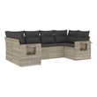 Afuera Living Contemporary 6 Piece Poly Rattan Sofa Set in Gray