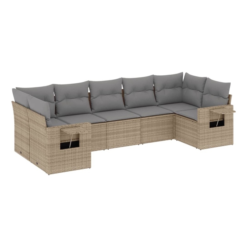 Afuera Living Contemporary Synthetic Poly Rattan 7 Piece  Sofa Set in Beige