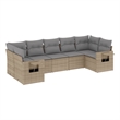 Afuera Living Contemporary Synthetic Poly Rattan 7 Piece  Sofa Set in Beige