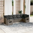 Afuera Living Contemporary 7 Piece Poly Rattan Small Sofa Set in Gray
