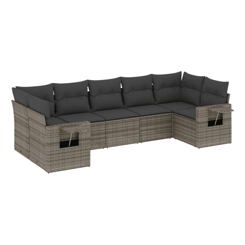 Afuera Living Contemporary 7 Piece Poly Rattan Small Sofa Set in Gray