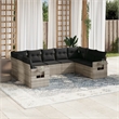 Afuera Living Contemporary Synthetic Poly Rattan 9 Piece Sofa Set in Gray