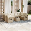 Afuera Living Contemporary 10 Piece Poly Rattan Sofa Set in Cream/Beige