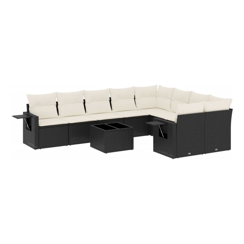 Afuera Living Contemporary 10 Piece Poly Rattan Sofa Set in Black/Cream