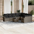 Afuera Living Contemporary 10 Piece Poly Rattan Large Sofa Set in Gray