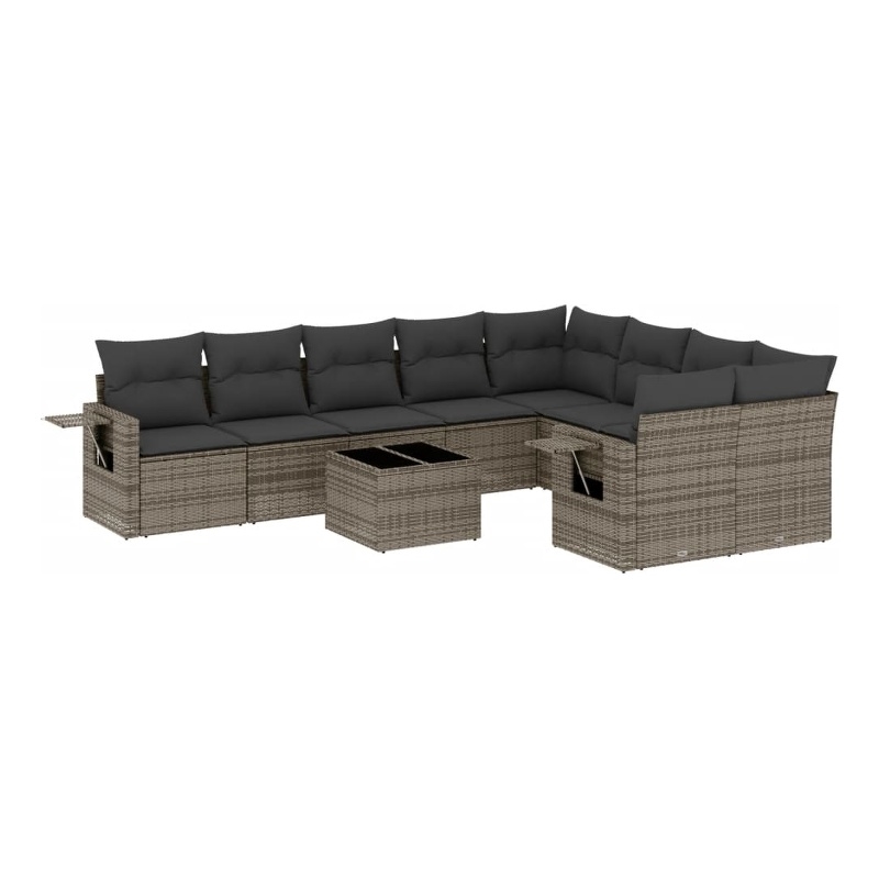 Afuera Living Contemporary 10 Piece Poly Rattan Large Sofa Set in Gray