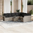Afuera Living Contemporary 10 Piece Poly Rattan Large Sofa Set in Gray